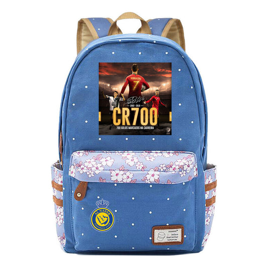 Football Star Cristiano Ronaldo Printed Student Backpack, Floral Casual Backpack