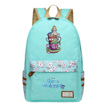 Anime Cartoon Cheshire Cat Print Youth Student Backpack With Floral Casual Backpack