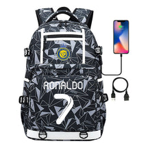 Football Star Cristiano Ronaldo Printed Usb Youth Student Backpack For Men And Women, Backpack For Leisure Travel