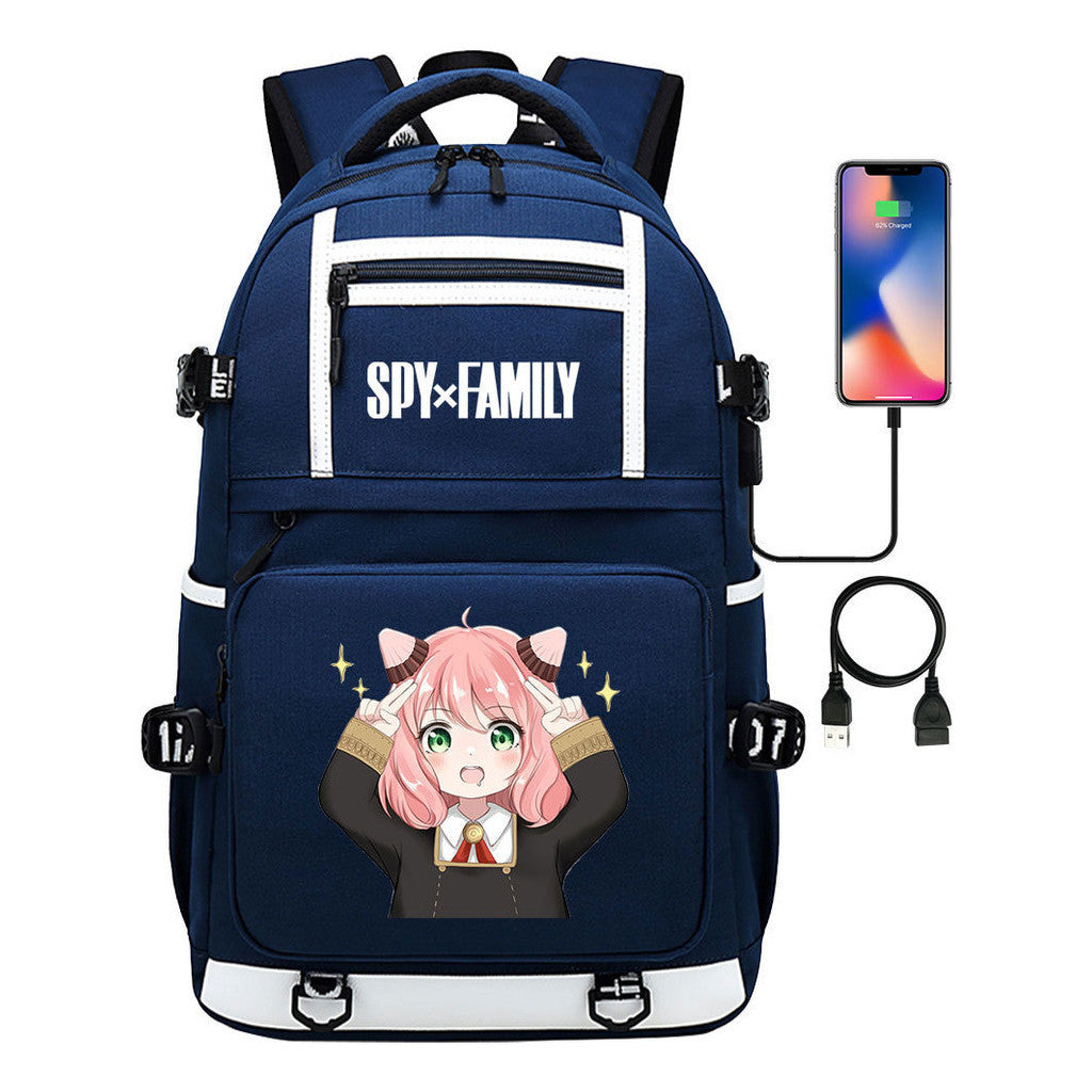 Printed Usb Youth Student Backpack Men's And Women's Backpack Leisure Travel Backpack