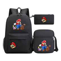 Super Mario Printed Student Backpack Three Piece Set For Men And Women's Backpack Set