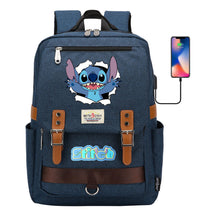 Anime Star Baby Stitch Printed Youth Student School Bag Casual Magnetic Buckle Backpack