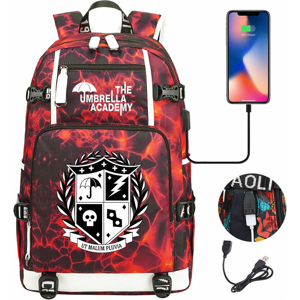 Printed Usb Large Capacity Youth Student Backpack For Men And Women's Leisure Travel Backpack