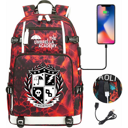 Printed Usb Large Capacity Youth Student Backpack For Men And Women's Leisure Travel Backpack