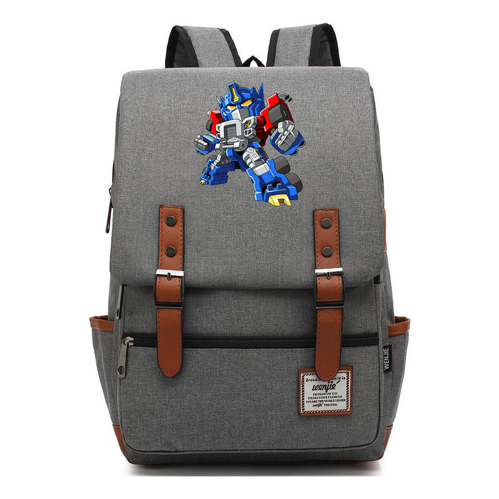 Transformed Mecha Printed Student Backpack For Men And Women's Leisure Backpack