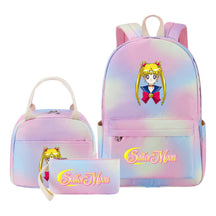 Anime Beauty Girl Warrior Youth Student Girl Schoolbag Lunch Bag Three Piece Set Backpack Set
