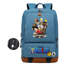Cartoon Pirate King Printed Usb Student Backpack Leisure Travel Backpack