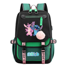 Interstellar Baby Stitch Usb Student Backpack With Casual Woven Strap Flap Backpack