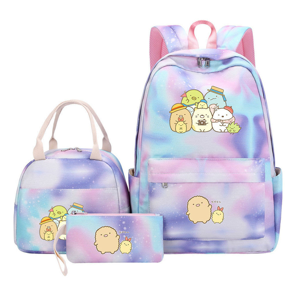 Game Corner Biology Youth Student Girls School Bag Lunch Bag Three Piece Set Backpack Set