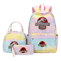 Jurassic Park Dinosaur Student Girls School Bag Lunch Bag Three Piece Set Backpack Set