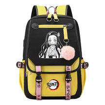 Japanese Cartoon Fashion Usb Youth Student Backpack With Casual Woven Strap Flip Back Backpack
