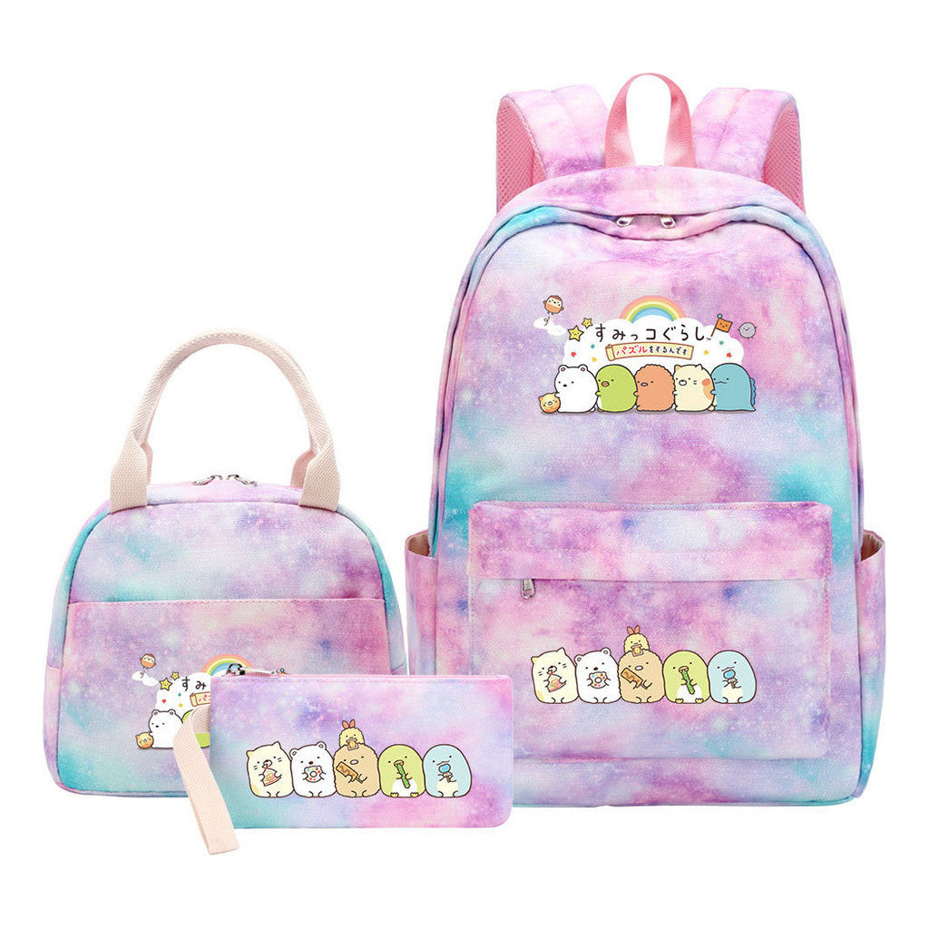 Game Corner Biology Student Girls School Bag Lunch Bag Three Piece Set Backpack Set