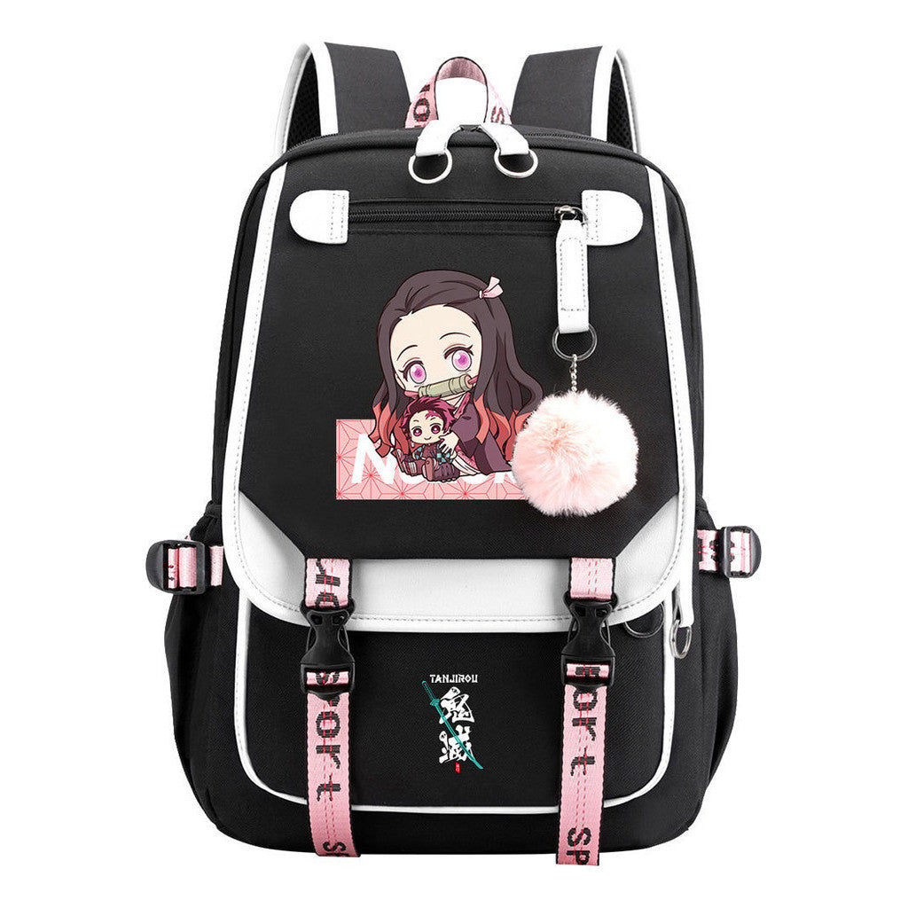 Cartoon Fashion Usb Student Backpack With Casual Woven Strap Flip Back Backpack