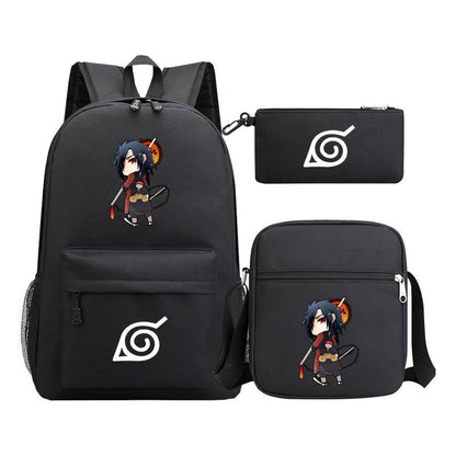 Anime Naruto Starry Sky Student School Bag Three Piece Set Backpack Set