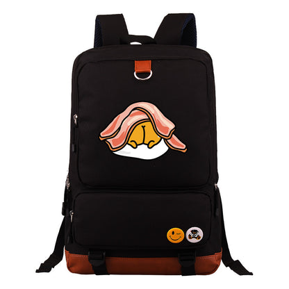 Cartoon Anime Lazy Egg Youth Student Backpack With Large Capacity Travel Bag For Boys And Girls Backpack