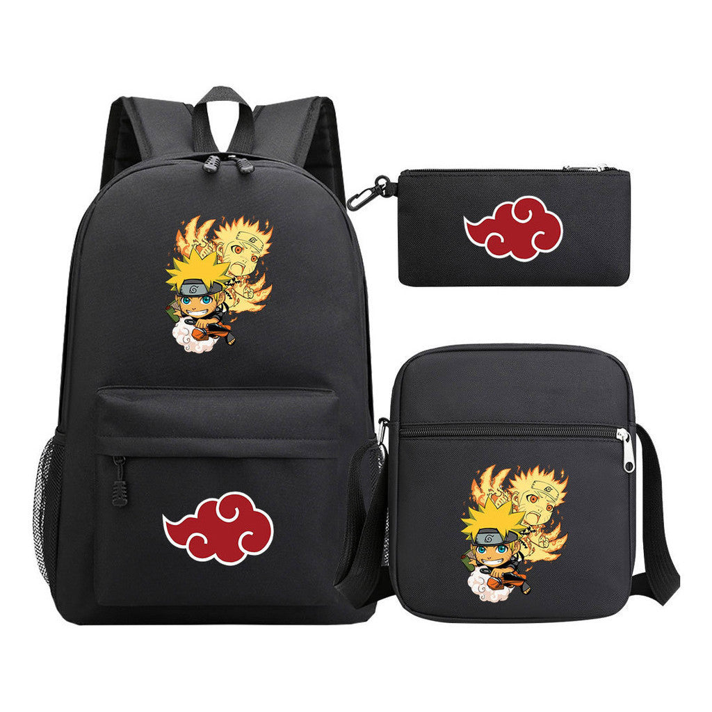 Anime Naruto Starry Sky Youth School Bag Three Piece Set For Boys And Girls Backpack Set