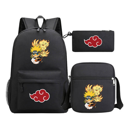 Anime Naruto Starry Sky Youth School Bag Three Piece Set For Boys And Girls Backpack Set