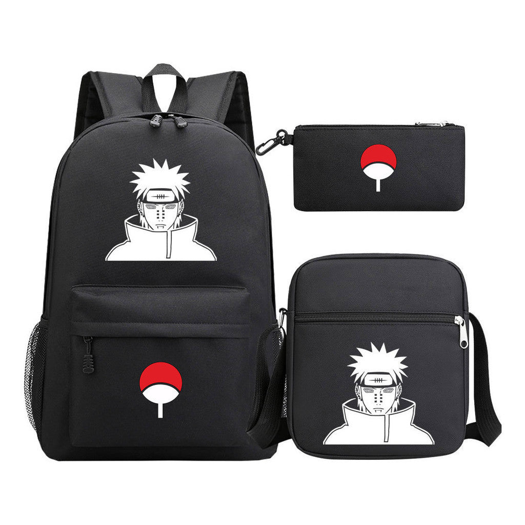 Anime Naruto Starry Sky Youth School Bag Three Piece Set For Men And Women Backpack Set