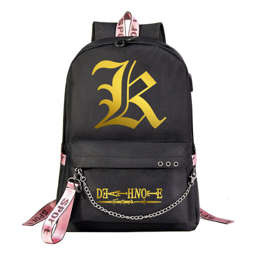 Golden Death Note Death God Usb Youth Student School Bag Leisure Travel Backpack