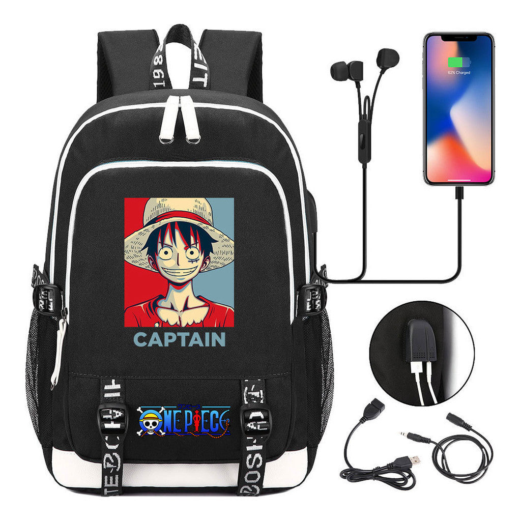 Pirate King Lufei Youth Student School Bag Usb Men's And Women's Leisure Backpack