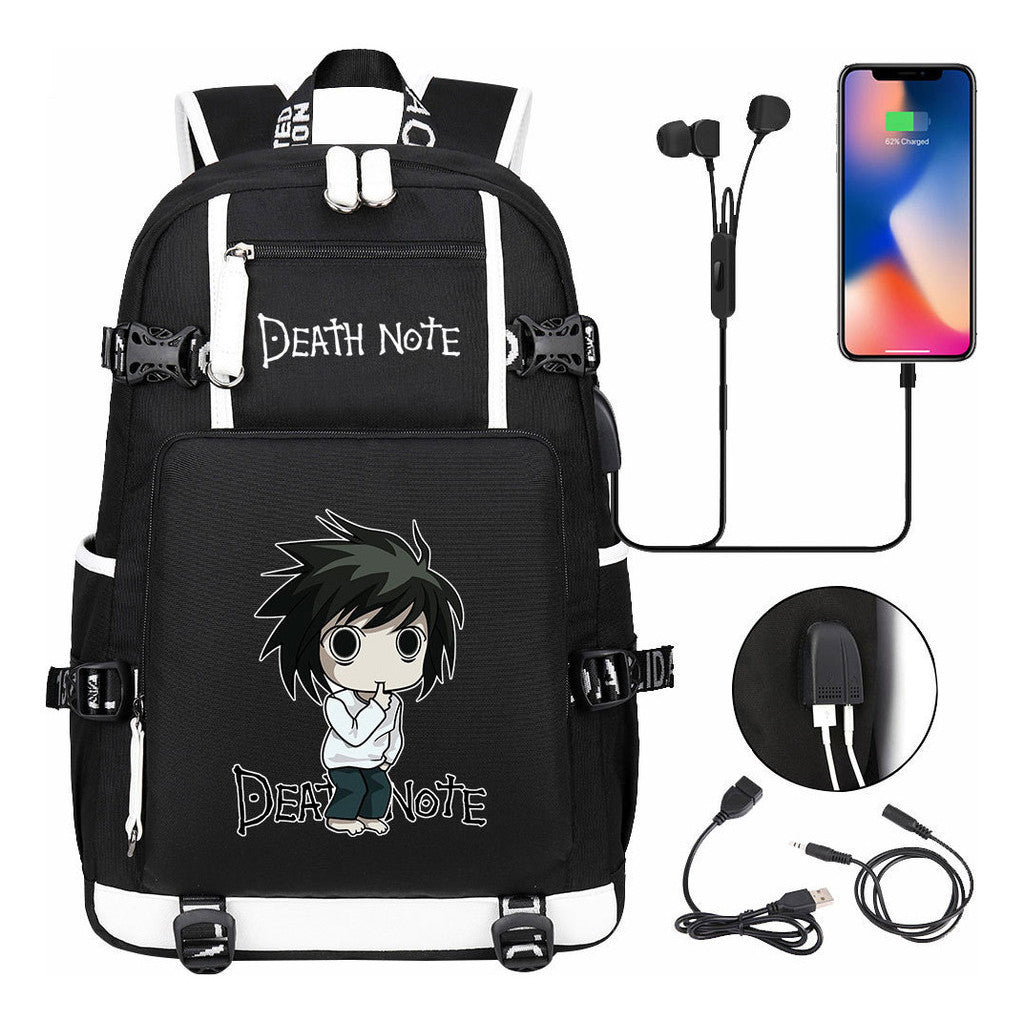 Death Note Usb Large Capacity Youth Student Backpack Men's And Women's Leisure Travel Backpack