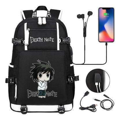 Death Note Usb Large Capacity Youth Student Backpack Men's And Women's Leisure Travel Backpack
