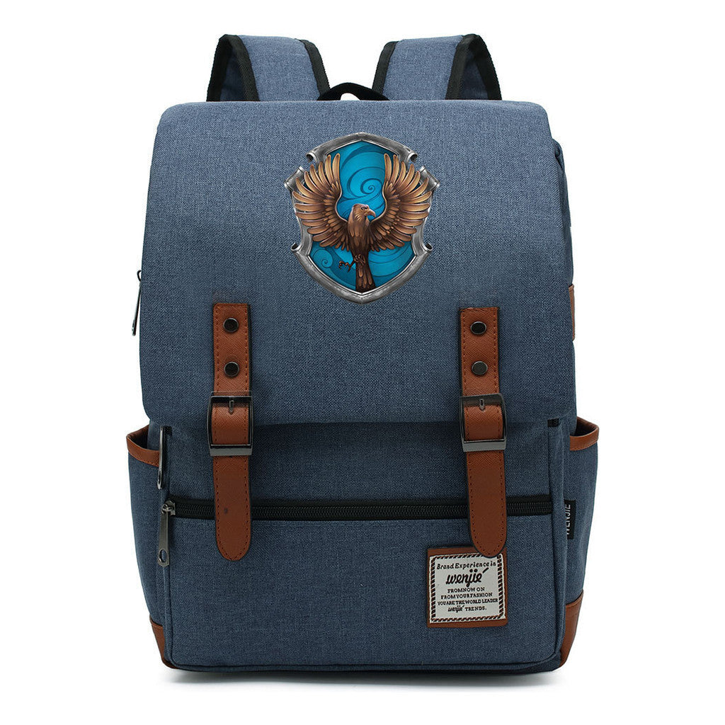 School Of Witchcraft And Wizardry Printed Youth Student Backpack For Men And Women, Casual Belt Buckle, Classic Backpack