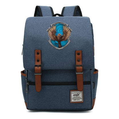 School Of Witchcraft And Wizardry Printed Youth Student Backpack For Men And Women, Casual Belt Buckle, Classic Backpack