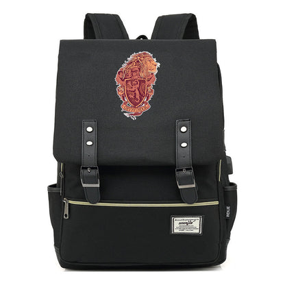 School Of Witchcraft And Wizardry Youth Student Backpack Usb Leisure Belt Buckle Backpack