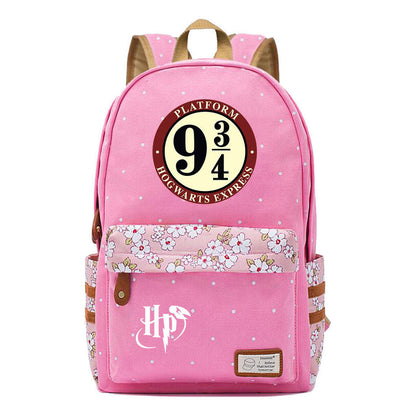 School Of Witchcraft And Wizardry Student Backpack, Floral Canvas, Female Backpack
