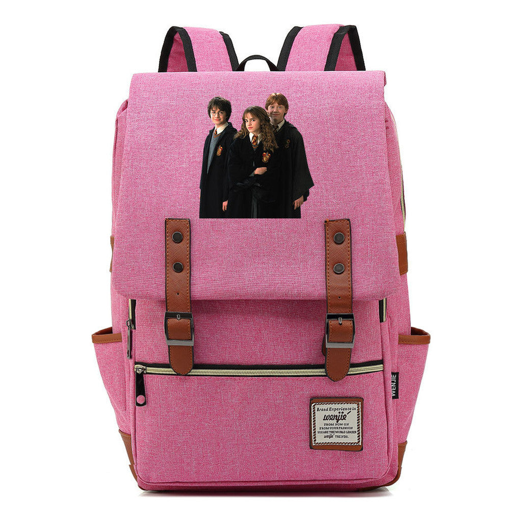 Academy Of Magic Print Teen Student School Bag For Men And Women Casual Belt Buckle Classic Backpack