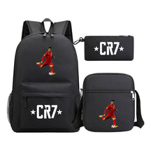 Sports star Cristiano Ronaldo printed youth student backpack 3-piece set for boys and girls backpack set
