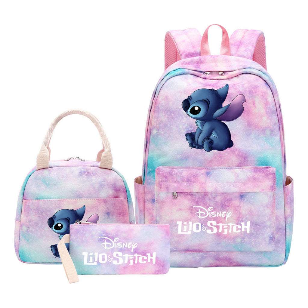 Interstellar Baby Stitch Youth Student Girls School Bag Lunch Bag Three Piece Set Backpack Set