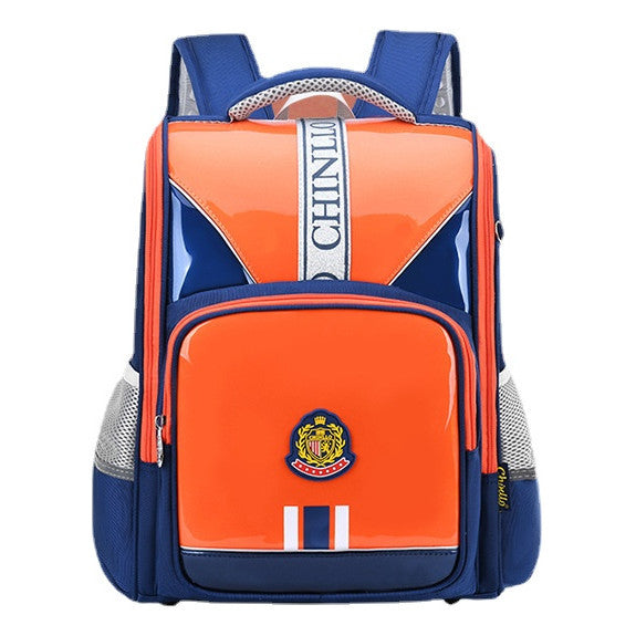 Shiny Leather Waterproof Elementary School Backpack With Anti Slip Foot Nails