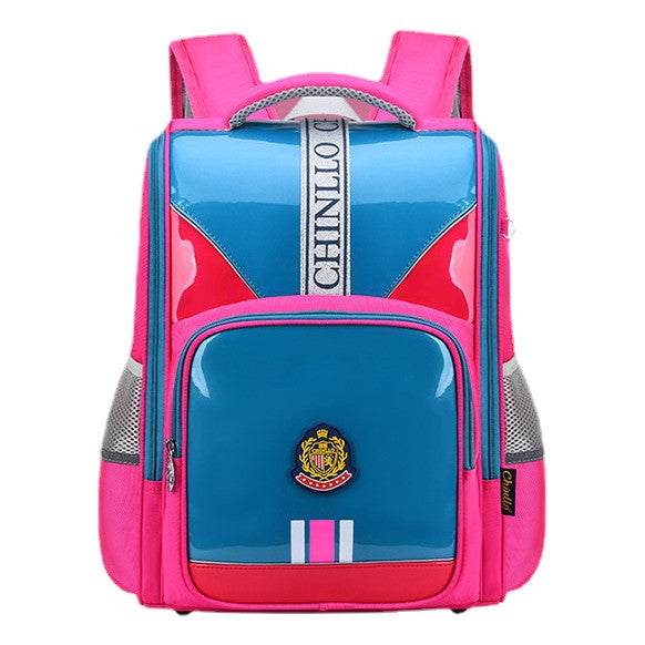 Shiny Leather Waterproof Elementary School Backpack With Anti Slip Foot Nails