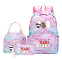 Cartoon Cute Three Bears Youth Student Girls School Bag Lunch Bag Three Piece Set Backpack Set