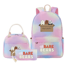 Cartoon Cute Three Bears Youth Student Girls School Bag Lunch Bag Three Piece Set Backpack Set