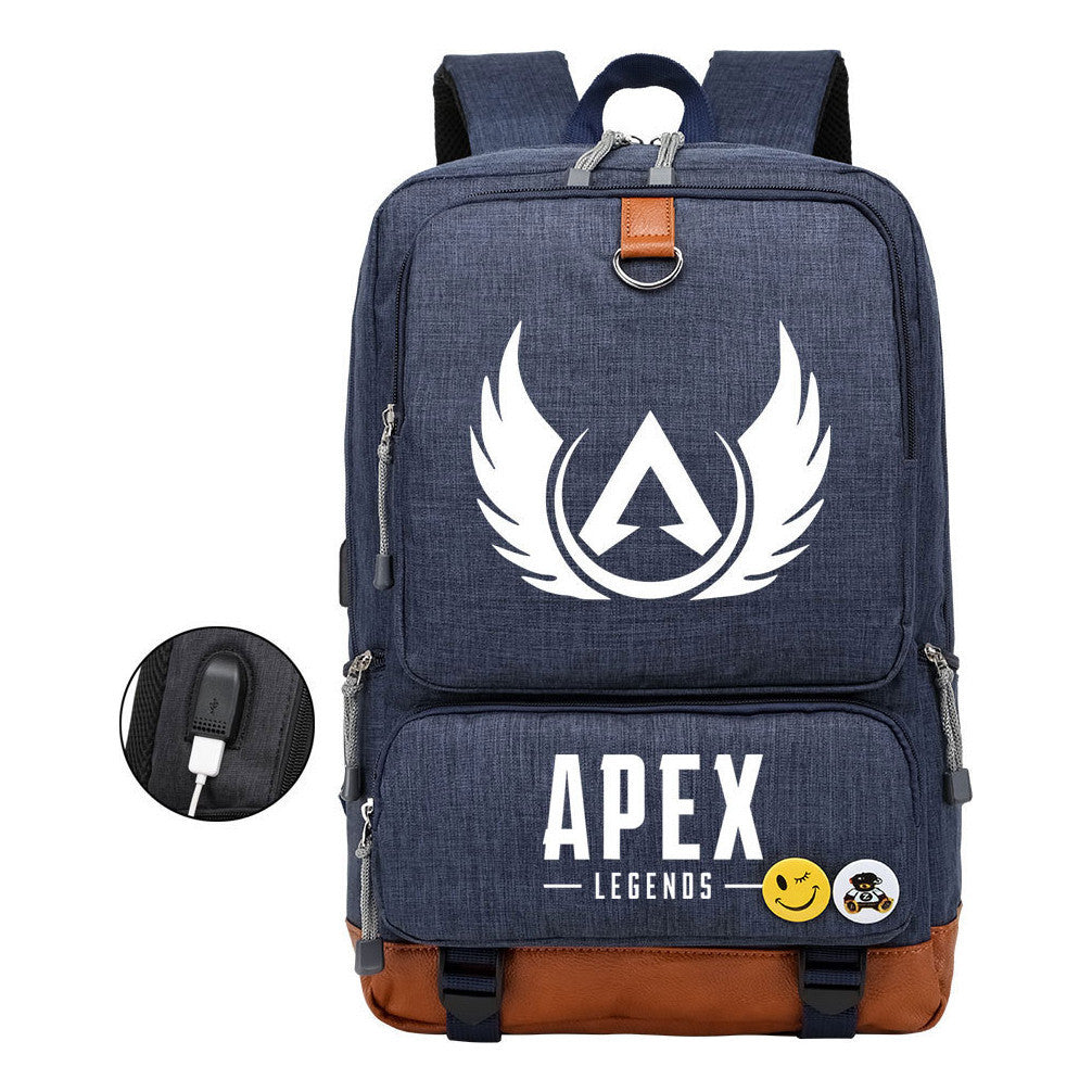Apex Hero Print Usb Student Backpack Travel Backpack