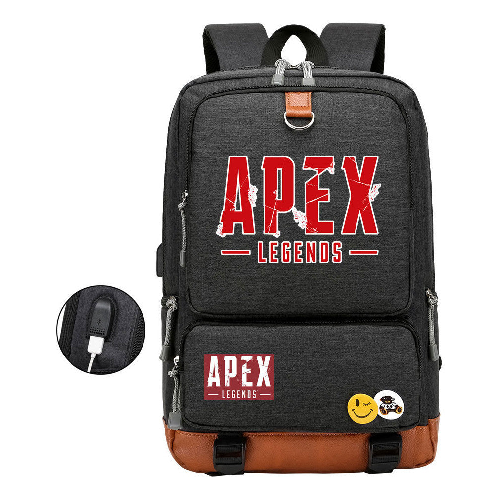 Apex Hero Print Usb Youth School Bag Leisure Travel Backpack