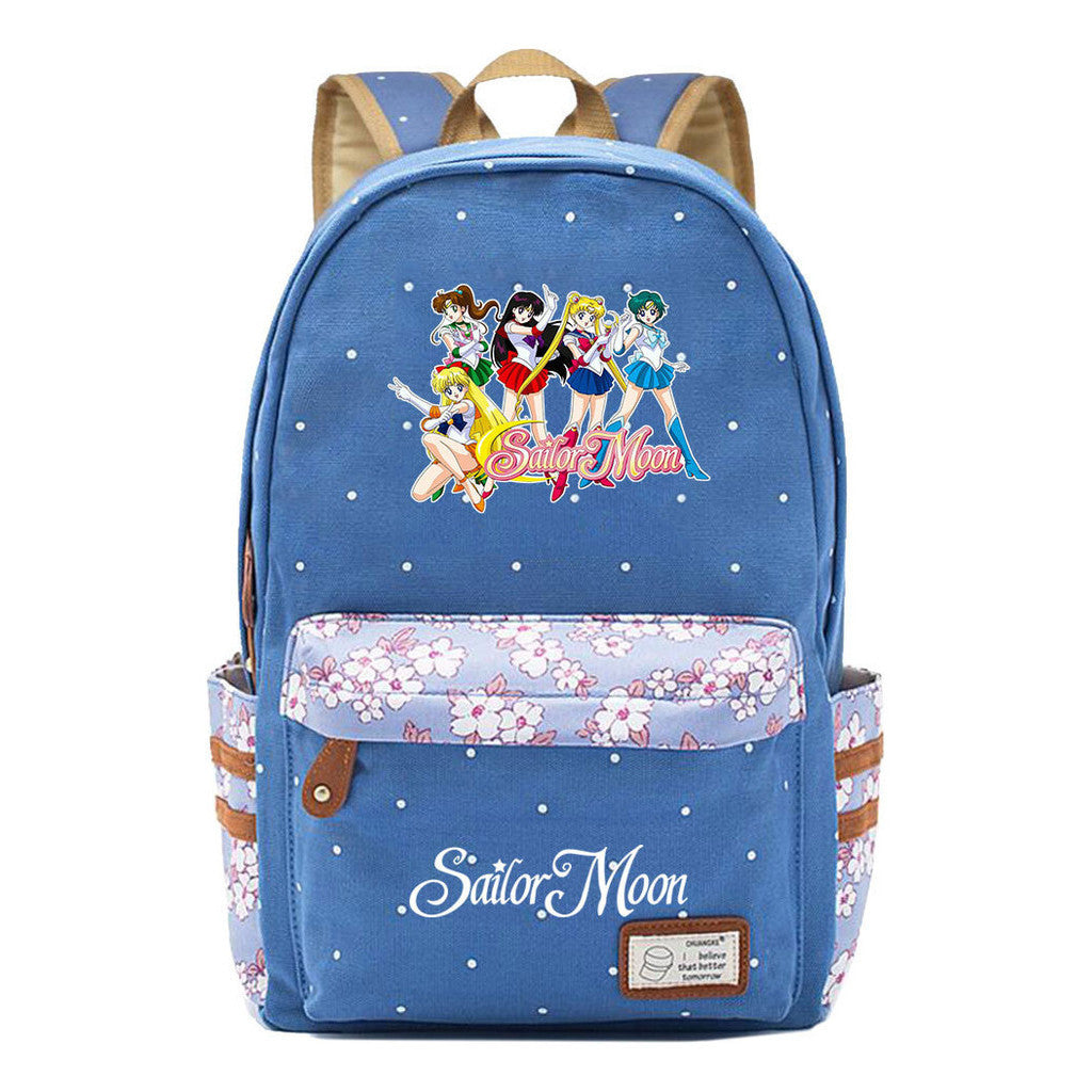 Anime Beauty Girl Warrior Youth School Bag Fragmented Flower Leisure Backpack