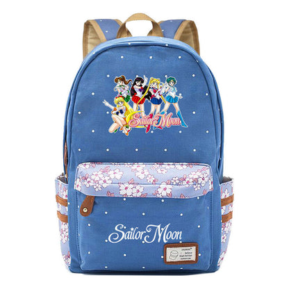 Anime Beauty Girl Warrior Youth School Bag Fragmented Flower Leisure Backpack