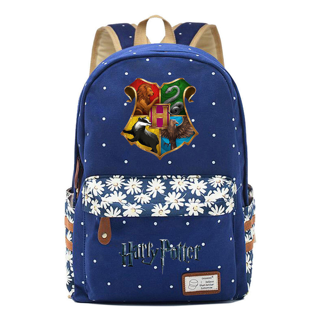 School Of Witchcraft And Wizardry Student Backpack With Floral Canvas Backpack