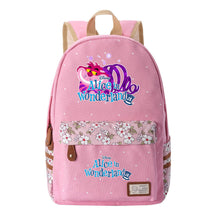 Anime Cartoon Cheshire Cat Print Youth Student Backpack With Floral Casual Backpack