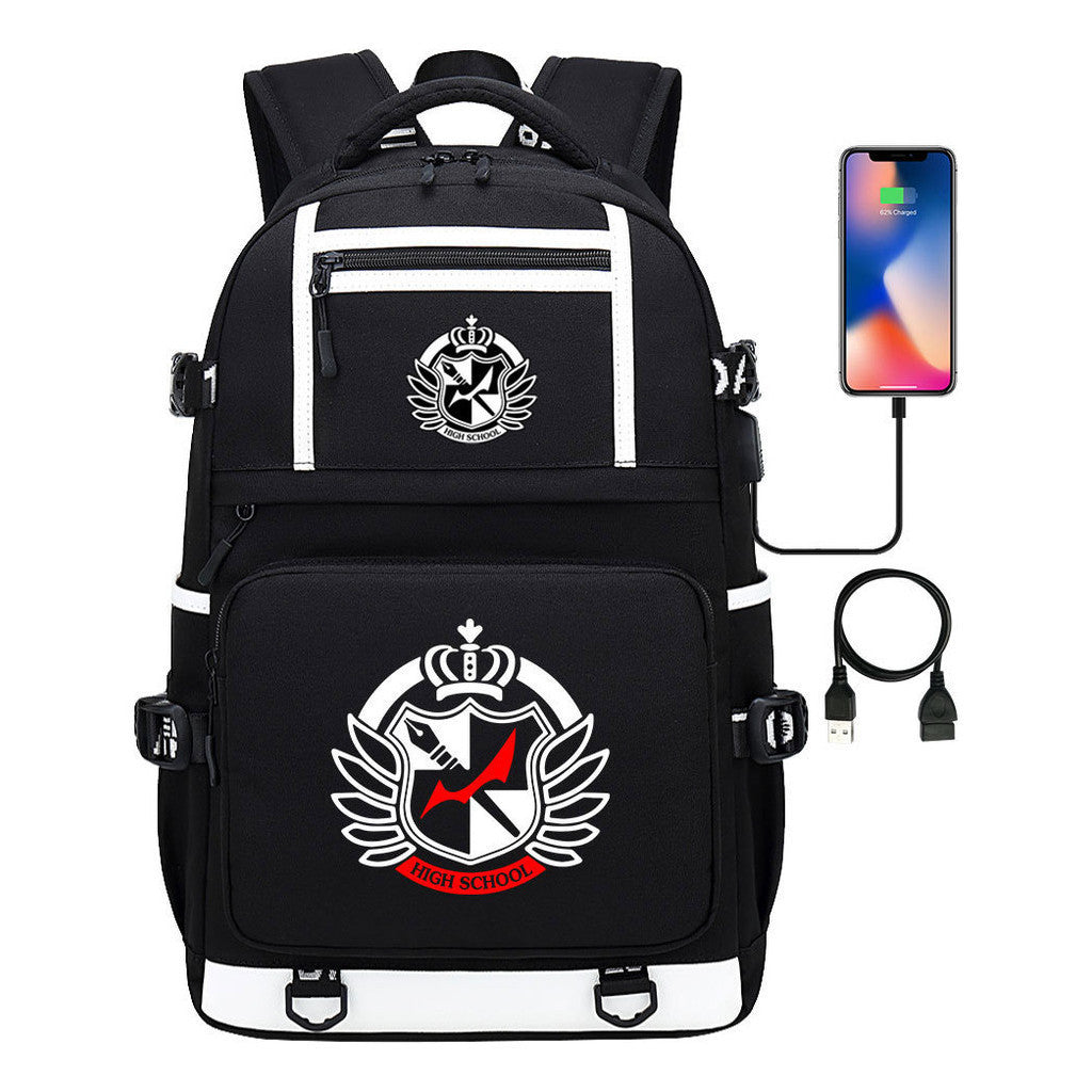 Cartoon Cartoon Printed Usb Youth Student Backpack Men's And Women's Backpack Leisure Travel Backpack