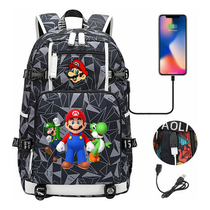 Super Mario Printed Teenage Student Backpack With Large Capacity For Men And Women's Leisure Travel Backpack