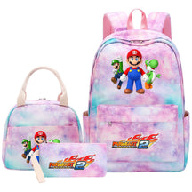 Super Mario Student Girls School Bag Lunch Bag Three Piece Backpack Set