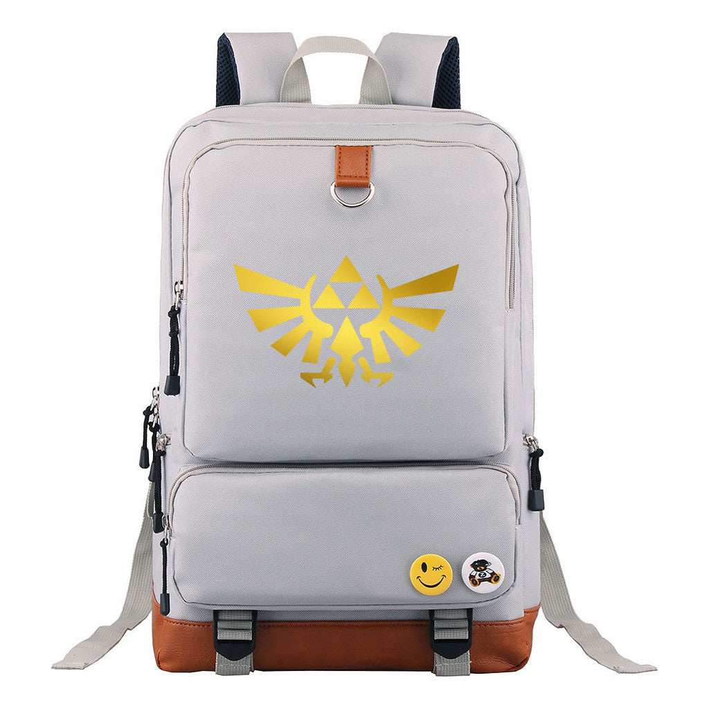 Golden Printed Youth Student Backpack, Travel Bag, Men's And Women's Backpack