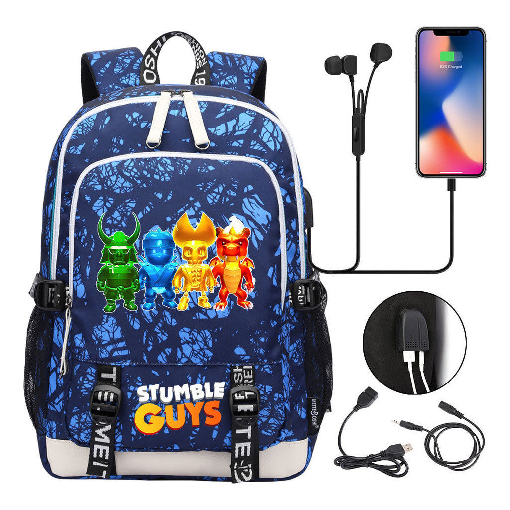 Printed Youth Student Backpack Usb Casual Backpack
