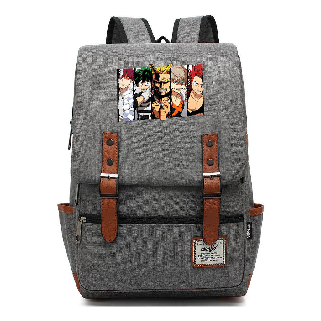 Anime My Heroes Academy Printed Youth Student Backpack Men's And Women's Leisure Belt Buckle Classic Backpack