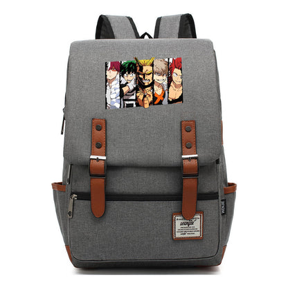 Anime My Heroes Academy Printed Youth Student Backpack Men's And Women's Leisure Belt Buckle Classic Backpack